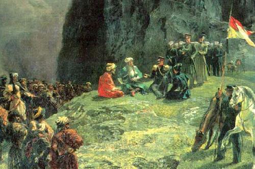 Grigory Gagarin The Meeting of General Kleke von Klegenau and Imam Shamil in 1837 by Gagarin Norge oil painting art